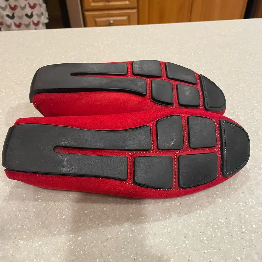 David Stone Loafers Men's Size 8 Slip On Red ‎ Driver Casual Shoes